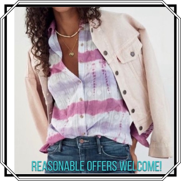 Pilcro Tops - NWT Anthropologie Pilcro Janesse Tie-Dye Buttondown Top NEW Size S Coastal $98